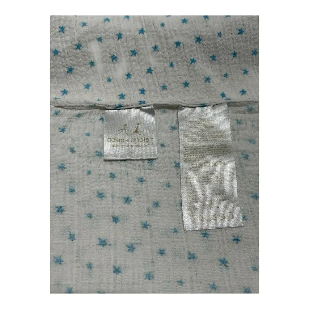 Aden & Anais Tiny Blue Stars Cotton Muslin Swaddle Baby Blanket